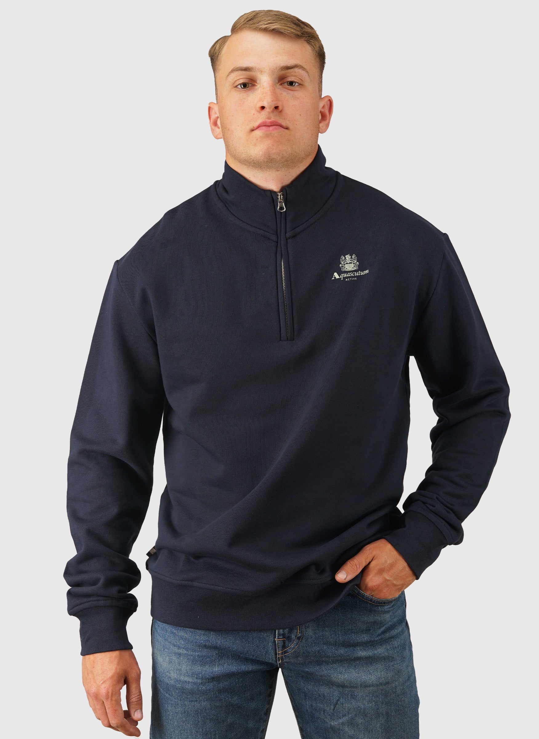 Half Zip Mock Neck - Navy – The Smart Dresser