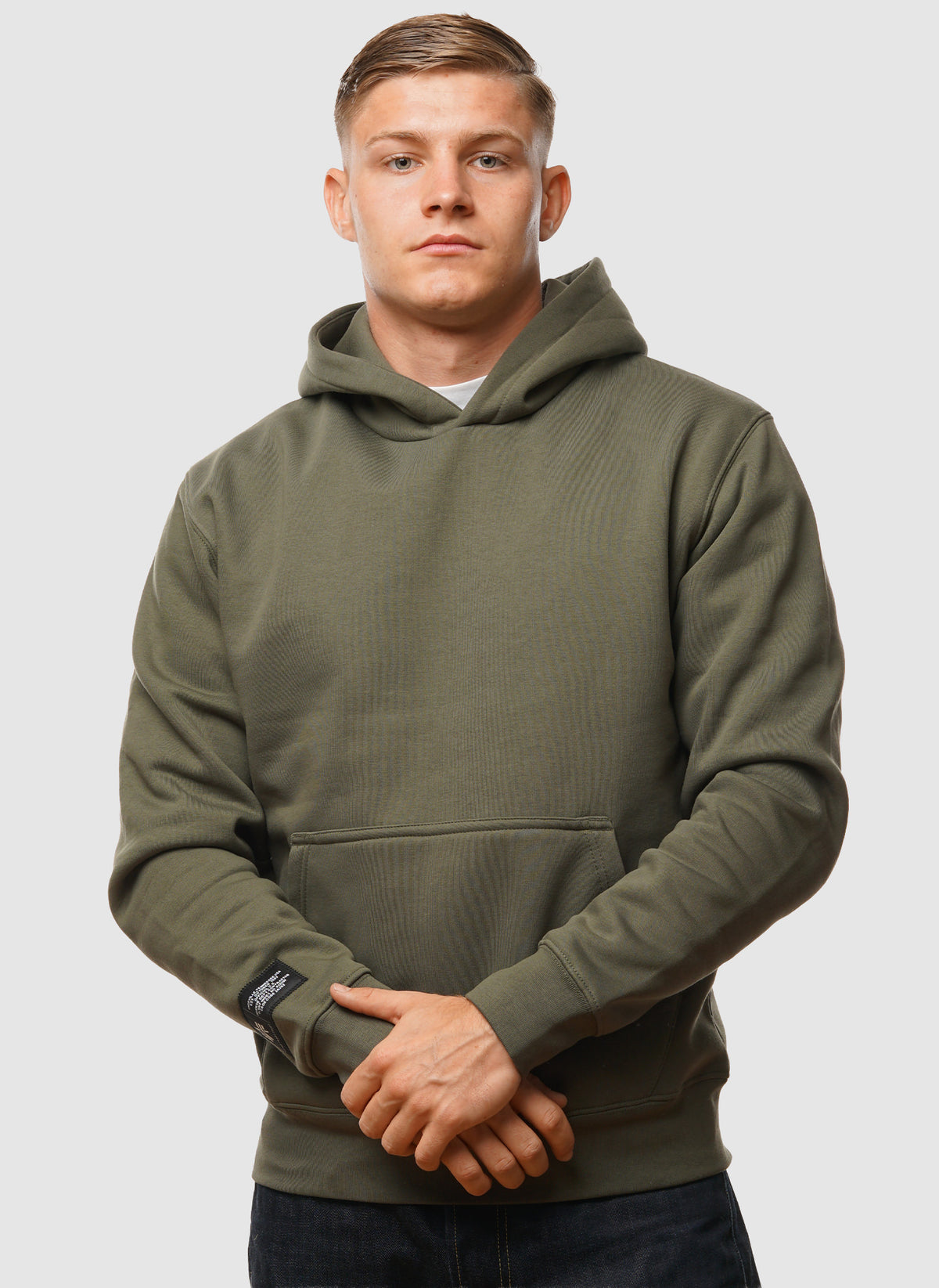 Label Back Print Hoodie - Dark Olive