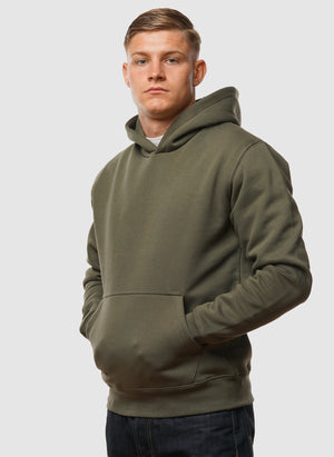 Label Back Print Hoodie - Dark Olive
