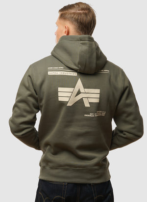 Label Back Print Hoodie - Dark Olive