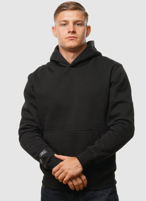 Label Back Print Hoodie - Black