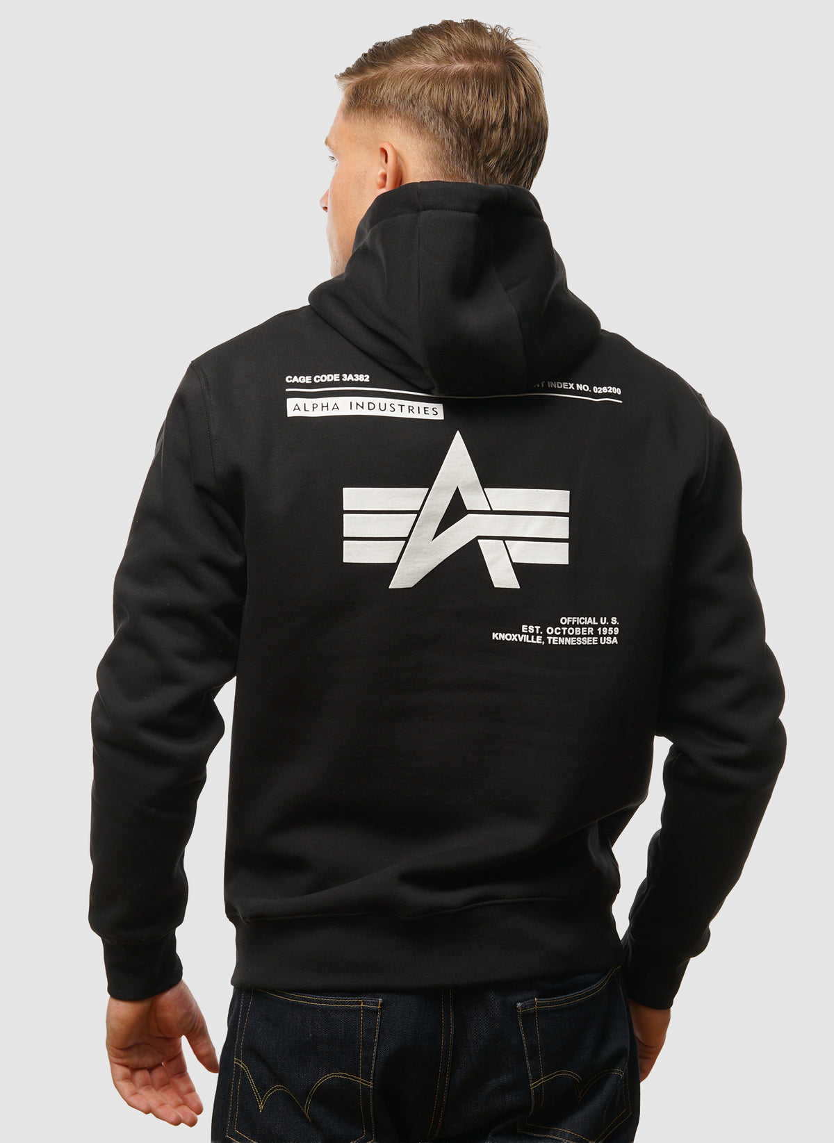 Label Back Print Hoodie - Black