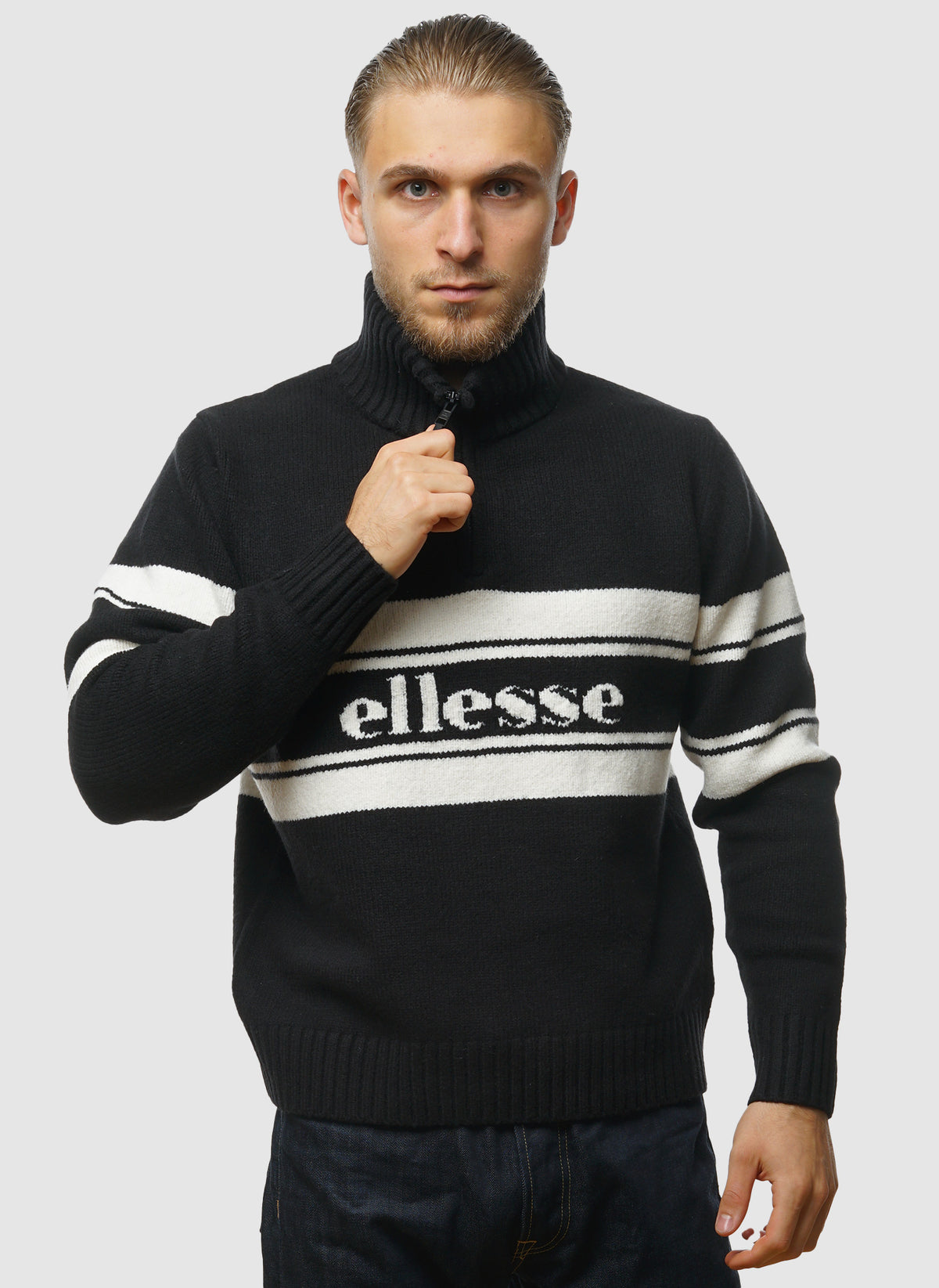 Palloni Knitted 1/4 Zip Sweatshirt - Black