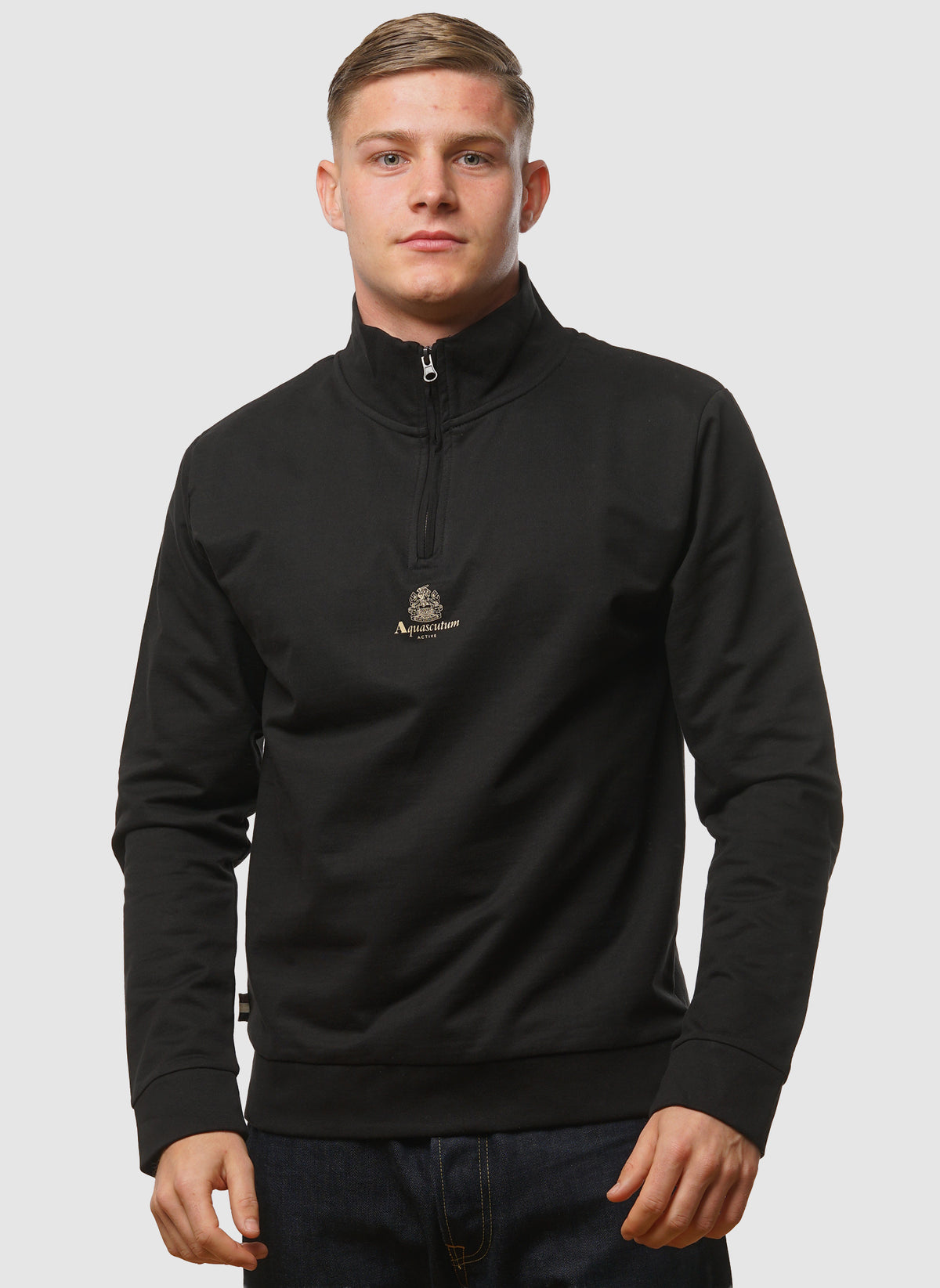 Small Logo Quarter Zip - Black