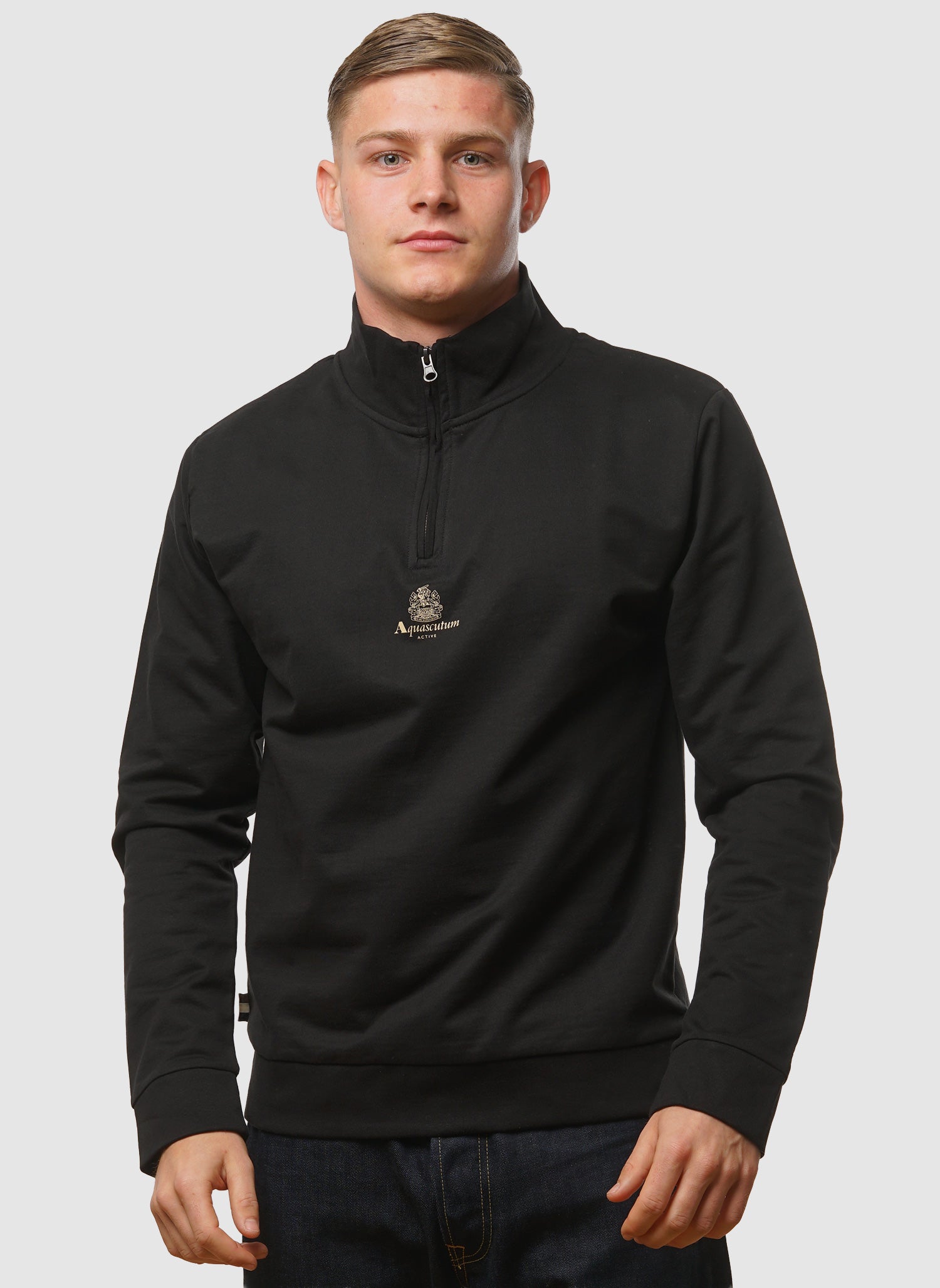 Small Logo Quarter Zip - Black