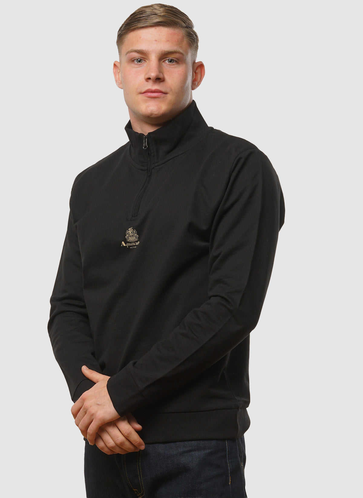 Small Logo Quarter Zip - Black