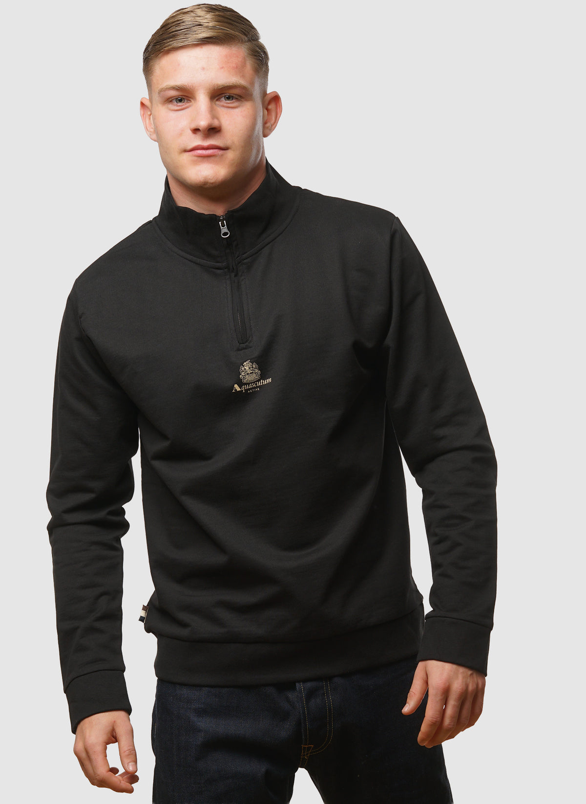 Small Logo Quarter Zip - Black