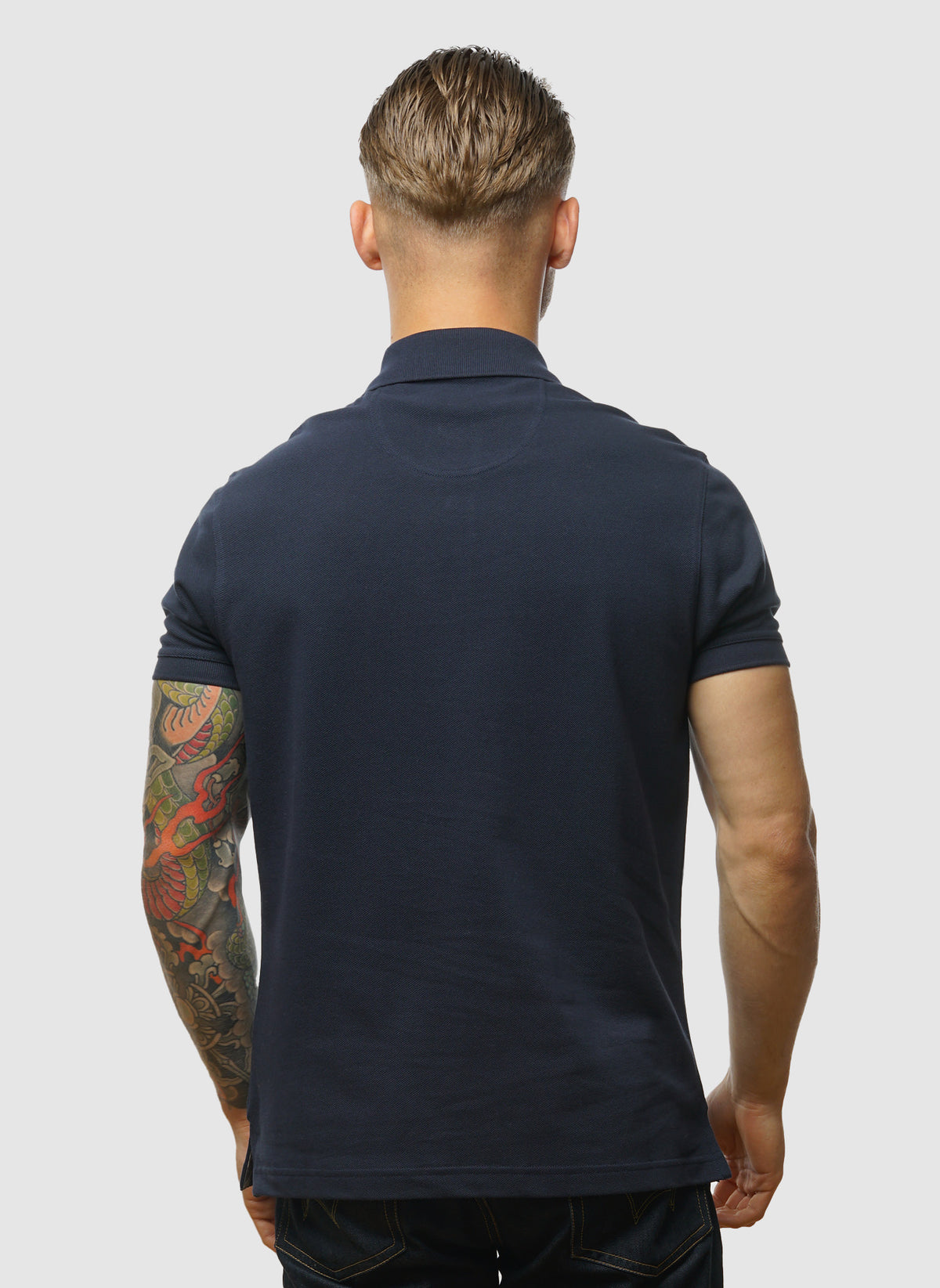 Tartan Pique Polo Shirt - New Navy