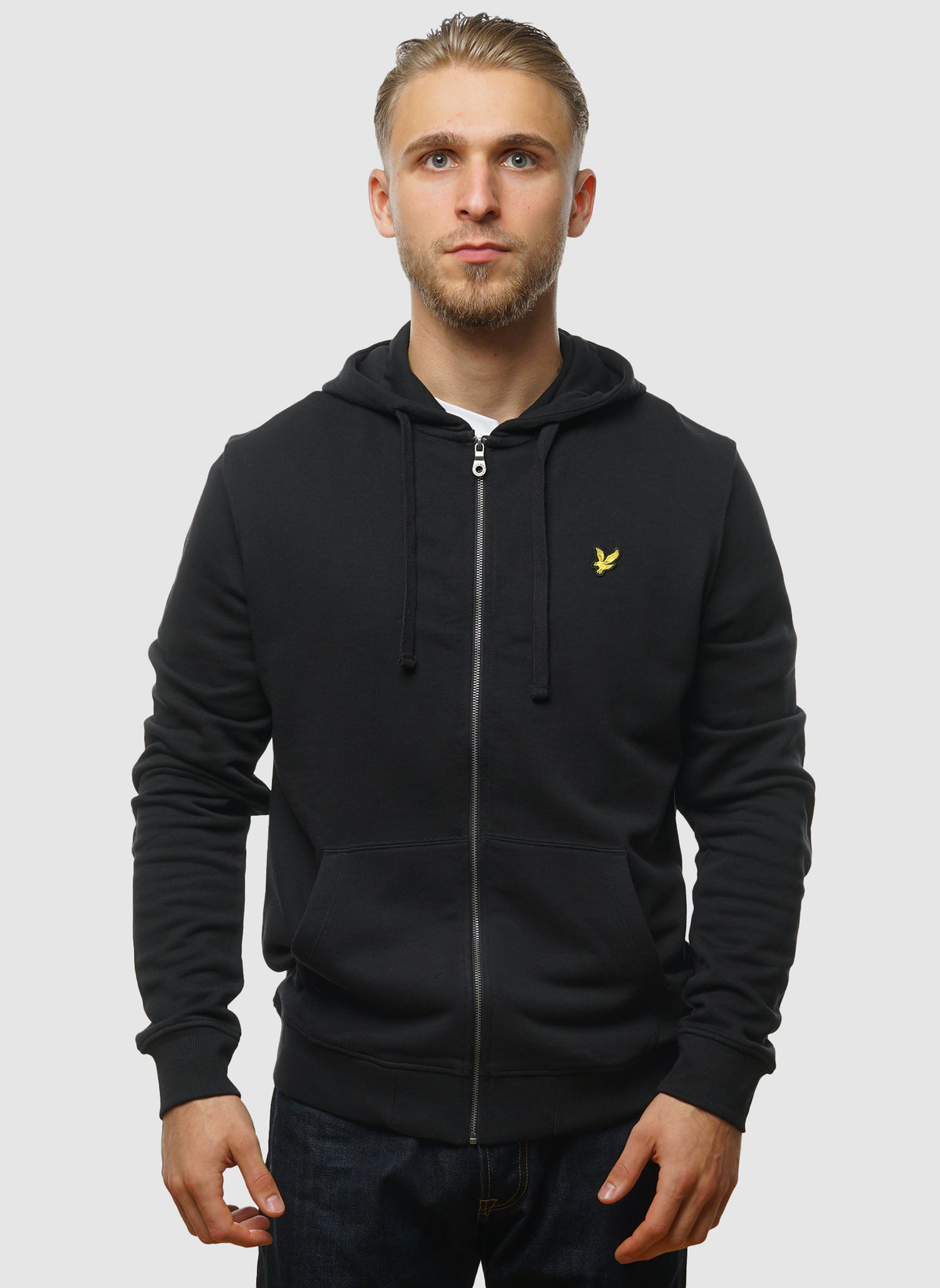 Zip Through Hoodie - Jet Black