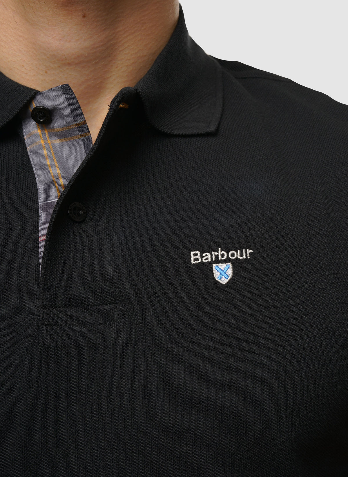 Tartan Pique Polo Shirt - Black
