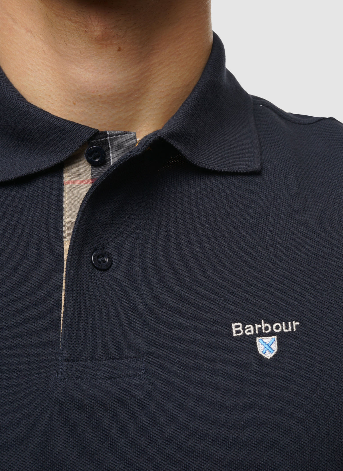 Tartan Pique Polo Shirt - New Navy
