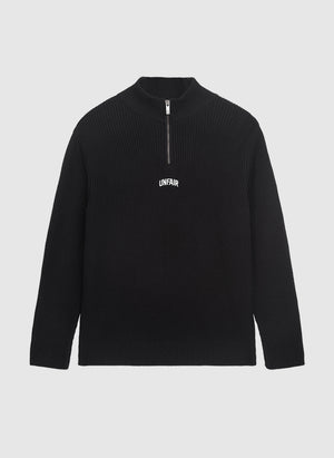 Heavy Knitted Halfzip Sweatshirt - Black