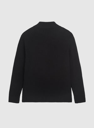 Heavy Knitted Halfzip Sweatshirt - Black