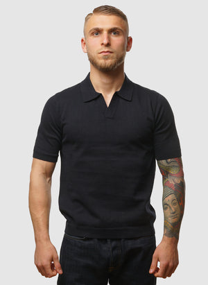 Leif Cotton Linen Polo - Dark Navy