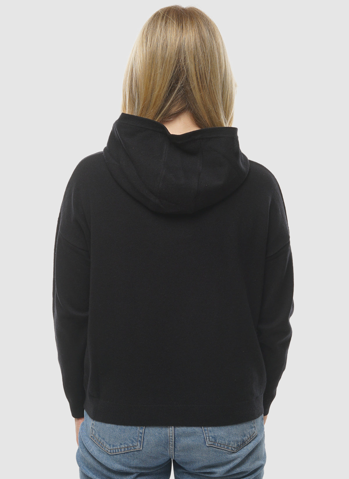 Women's Knitted Hoodie - Jet Black