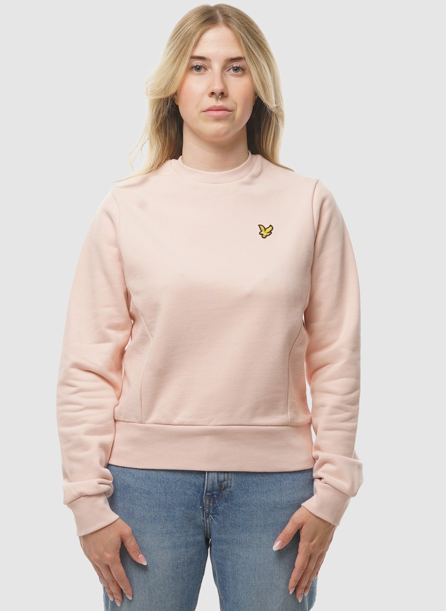 Womens Textured Panel Sweatshirt - Sky Pink