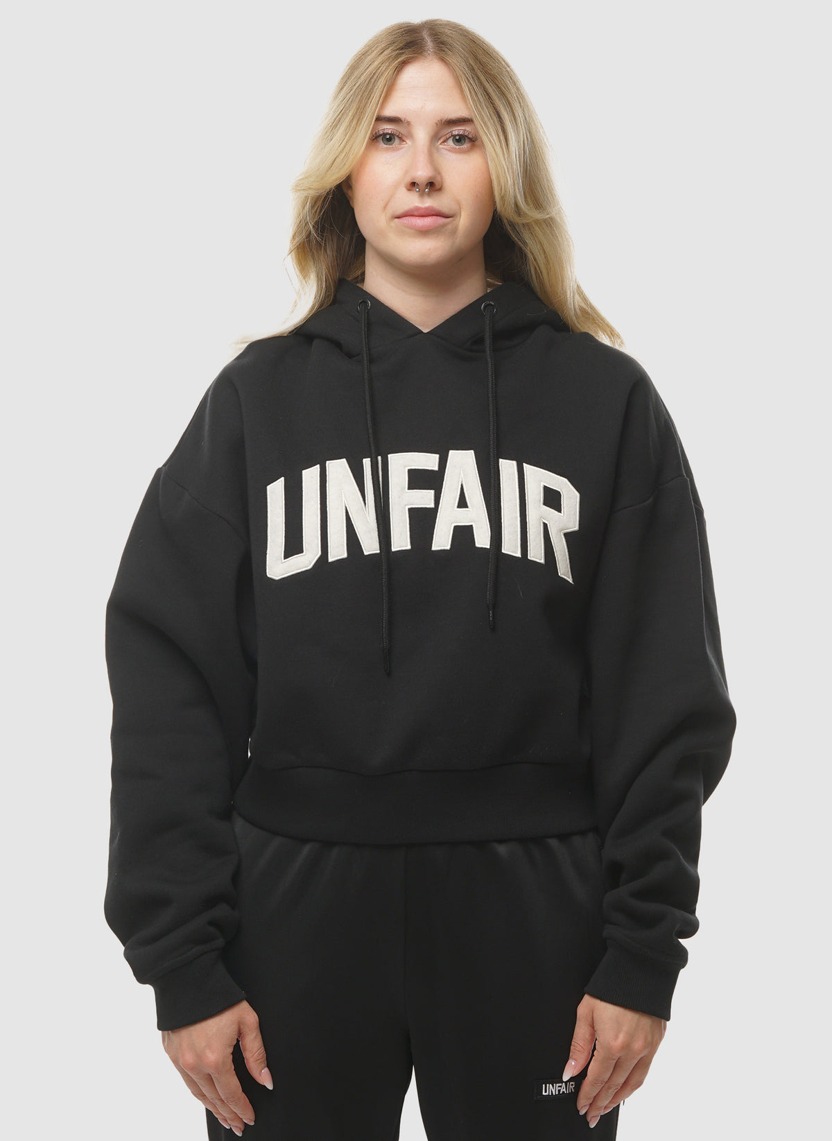 Unfair Womens Curved Hoodie - Black