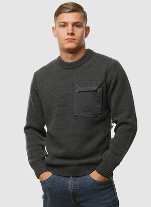 Mixed Lambswool Crew Neck - Dark Shadow