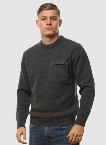 Mixed Lambswool Crew Neck - Dark Shadow