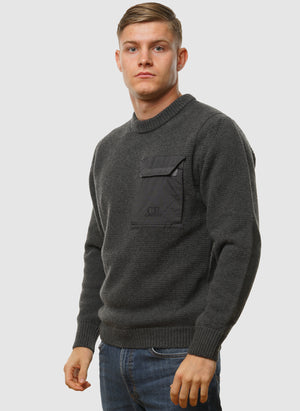 Mixed Lambswool Crew Neck - Dark Shadow