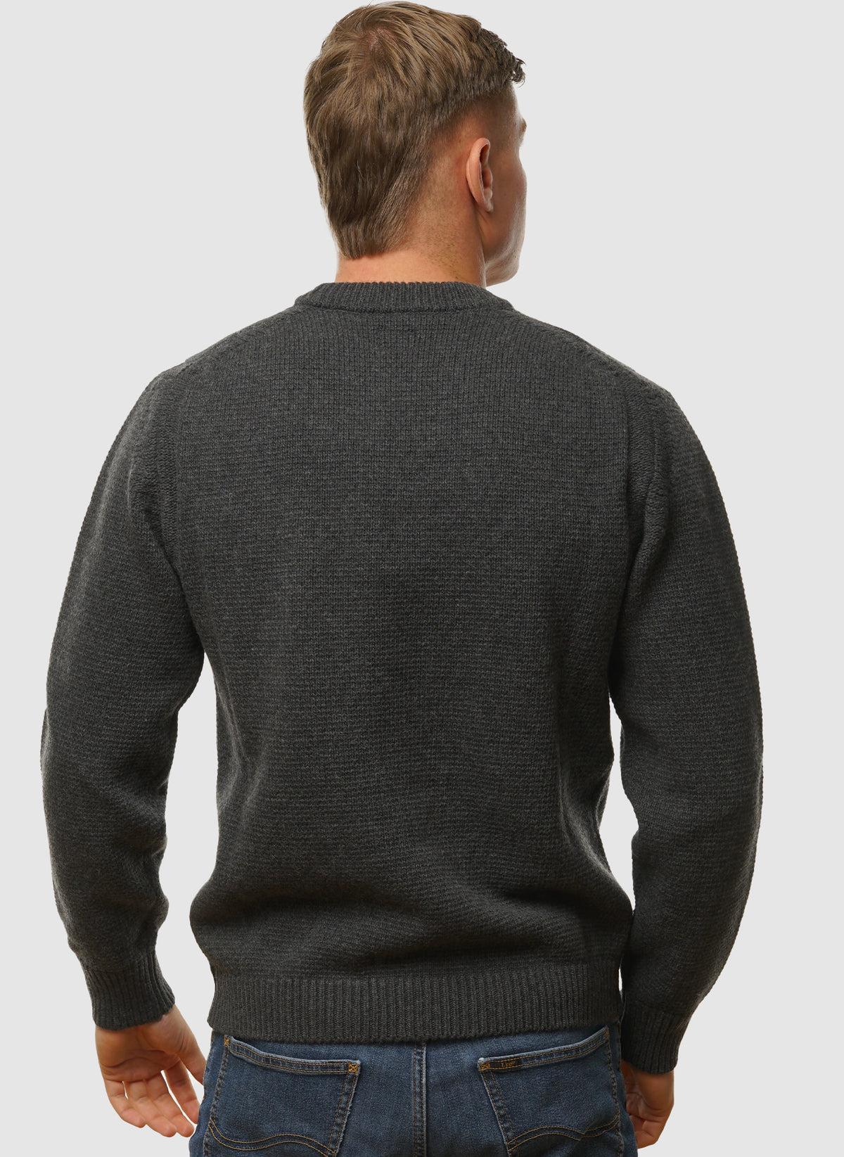 Mixed Lambswool Crew Neck - Dark Shadow