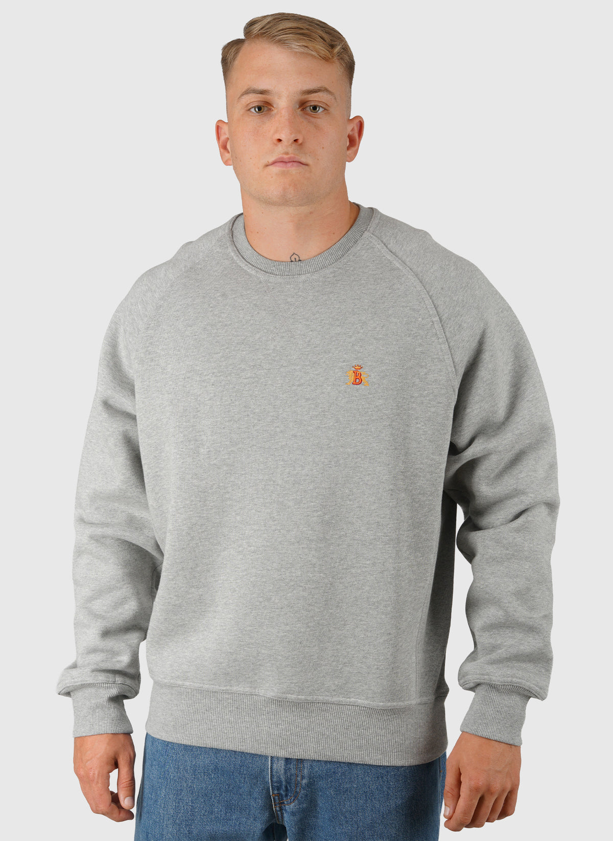 Logo Crew Neck Sweatshirt - Grey Melange