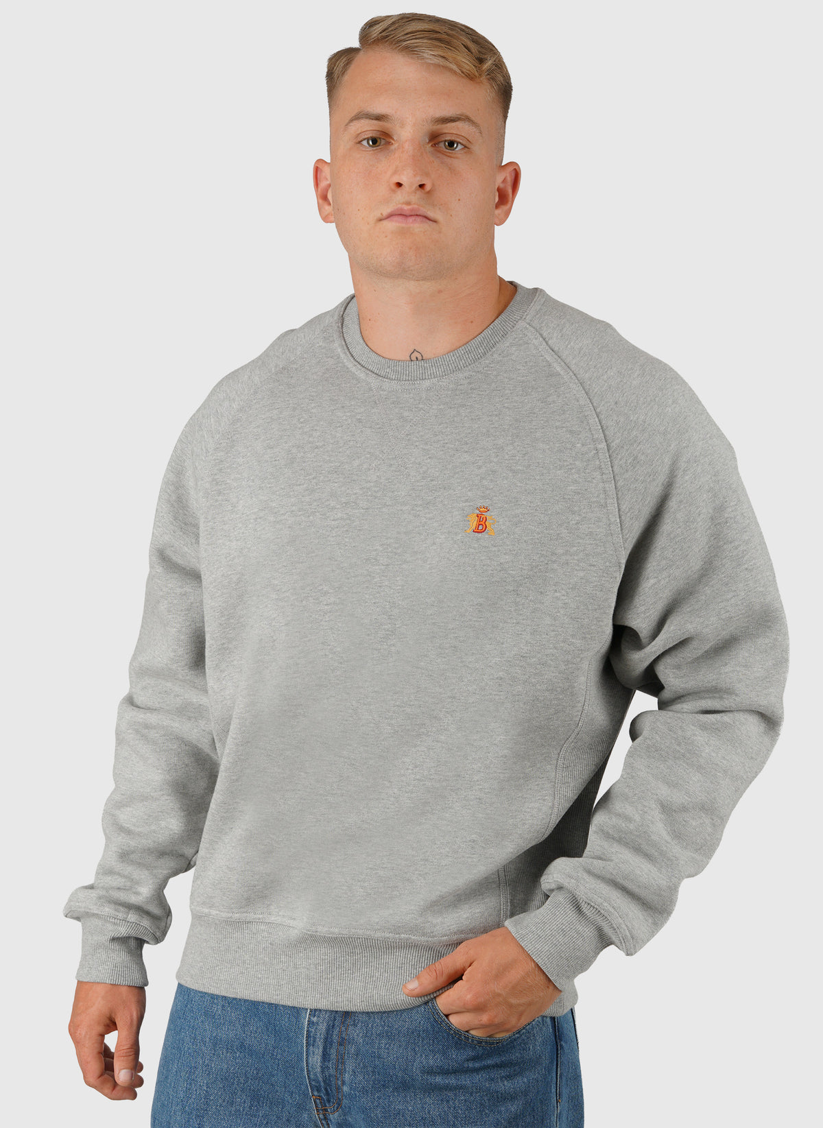 Logo Crew Neck Sweatshirt - Grey Melange