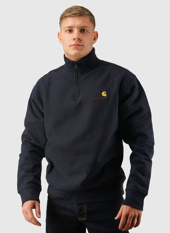 Half Zip American Script Sweatshirt - Deep Night