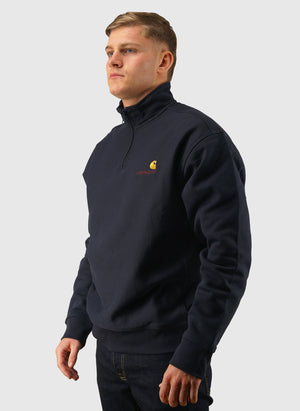 Half Zip American Script Sweatshirt - Deep Night
