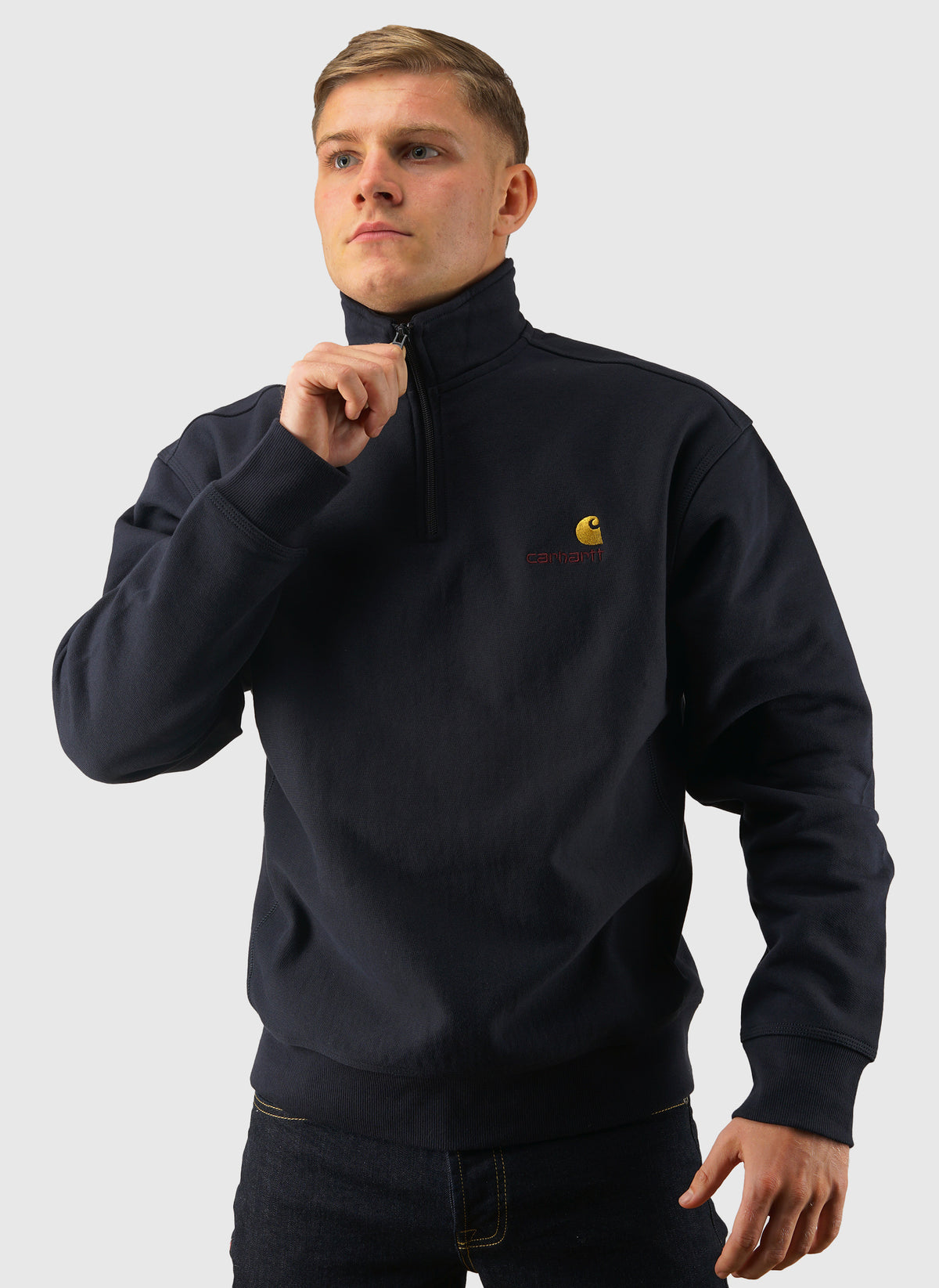 Half Zip American Script Sweatshirt - Deep Night