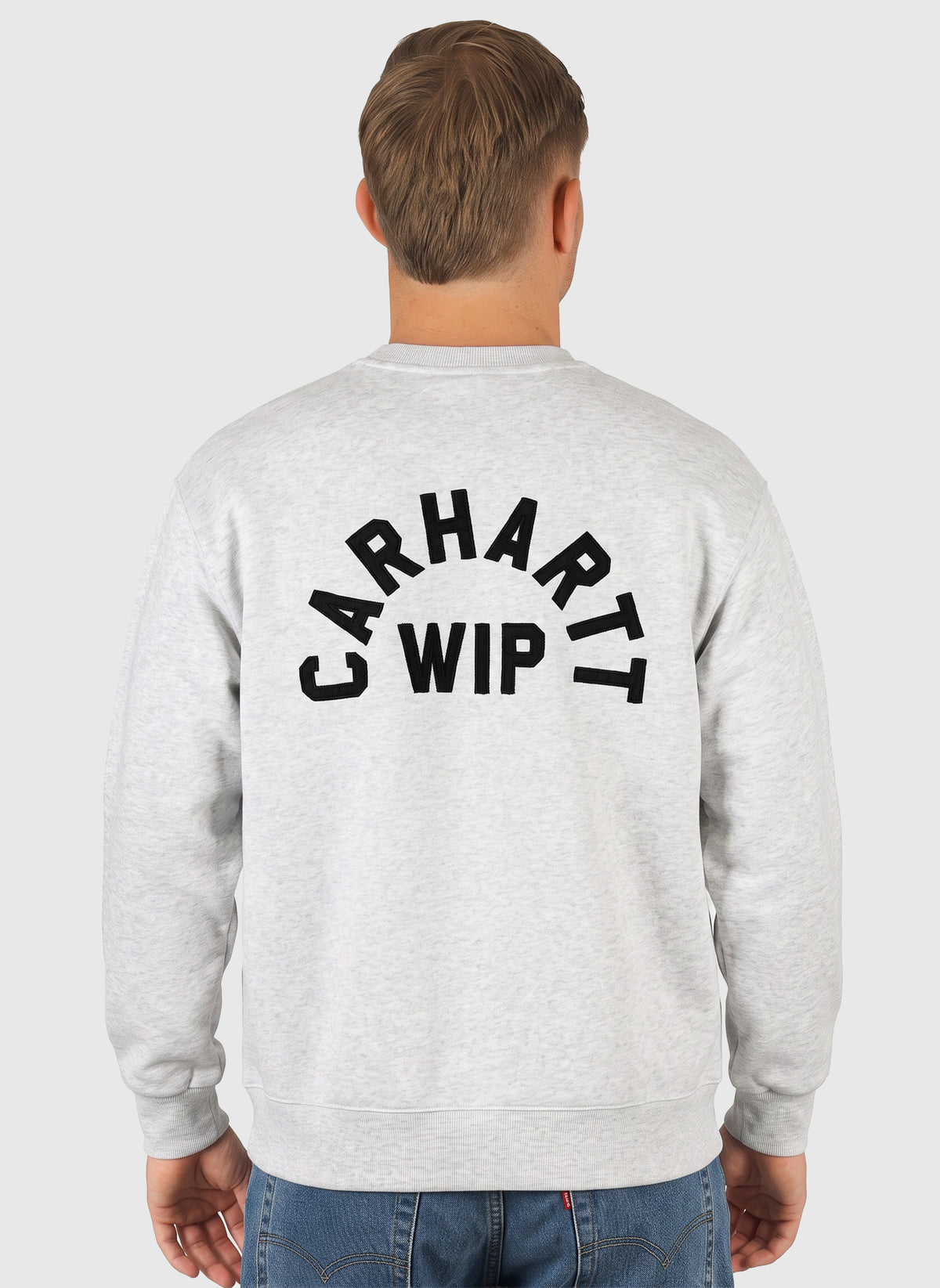 Arch Script Sweatshirt - Ash Heather/Dark Navy