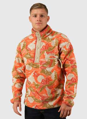 Helvetia II Printed Half Snap Fleece - Washed Red Sun