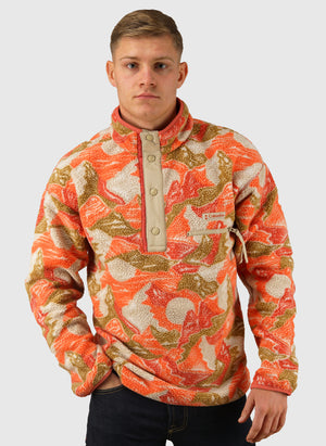 Helvetia II Printed Half Snap Fleece - Washed Red Sun