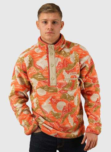 Helvetia II Printed Half Snap Fleece - Washed Red Sun