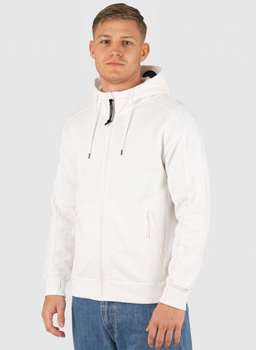 Goggle Full Zip Hooded Sweatshirt - Gauze White