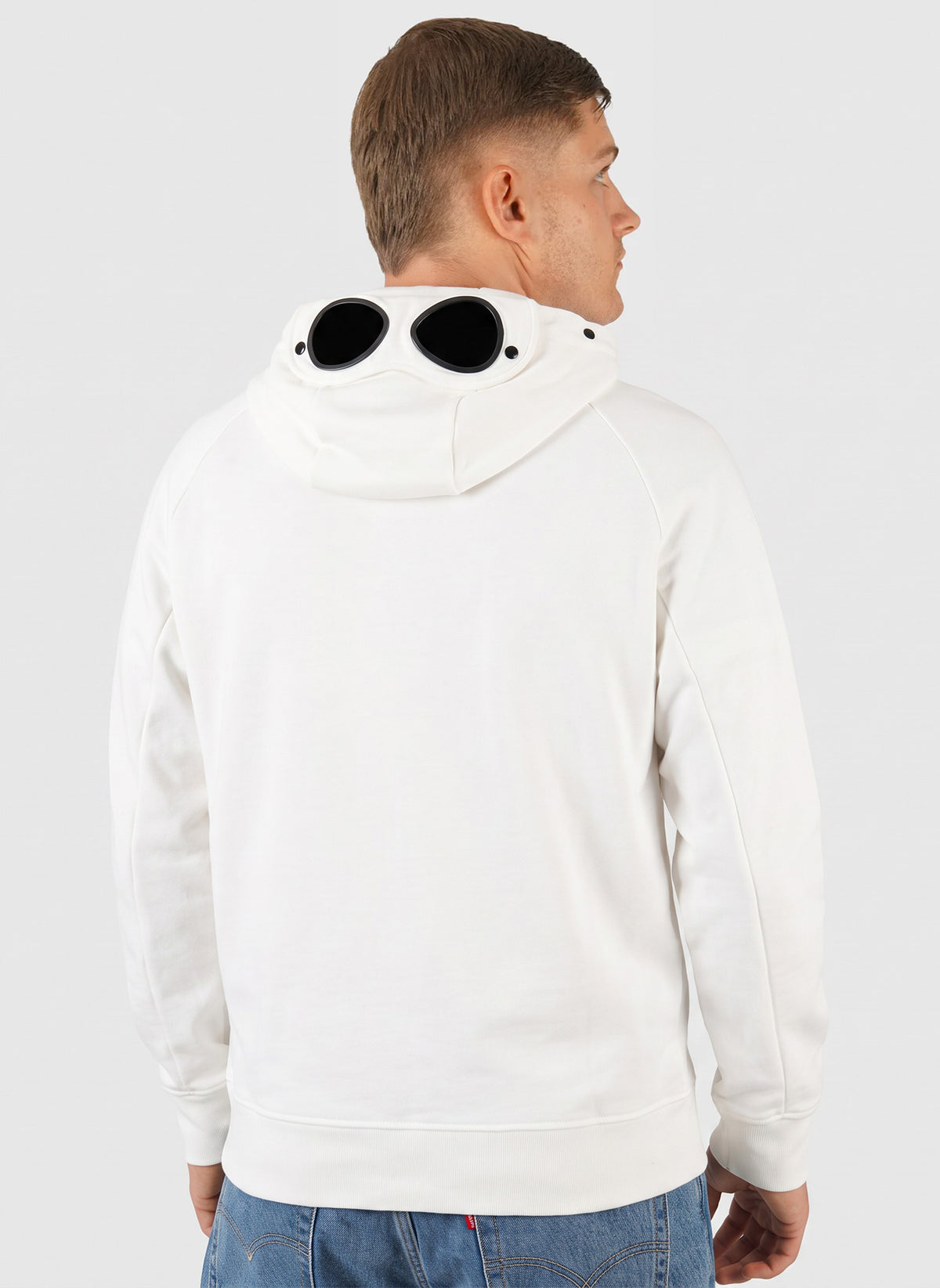 Goggle Full Zip Hooded Sweatshirt - Gauze White