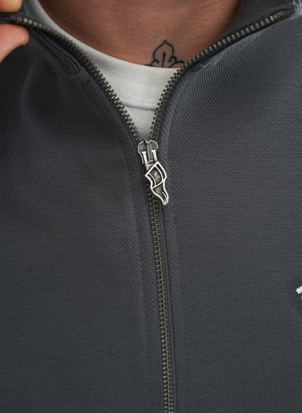 Dreierhopp Pique Full Zip - Gunmetal
