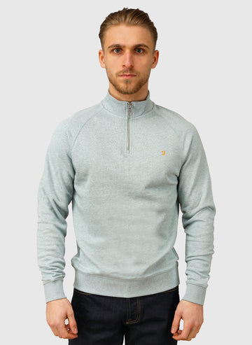 Jim 1/4 Zip Sweatshirt - Green Mist Marl