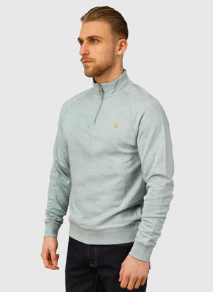 Jim 1/4 Zip Sweatshirt - Green Mist Marl