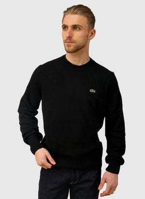 Logo Wool Crew Neck - Black