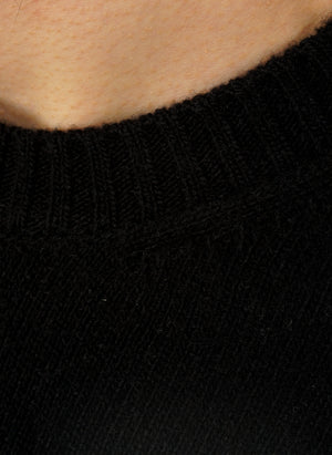 Logo Wool Crew Neck - Black