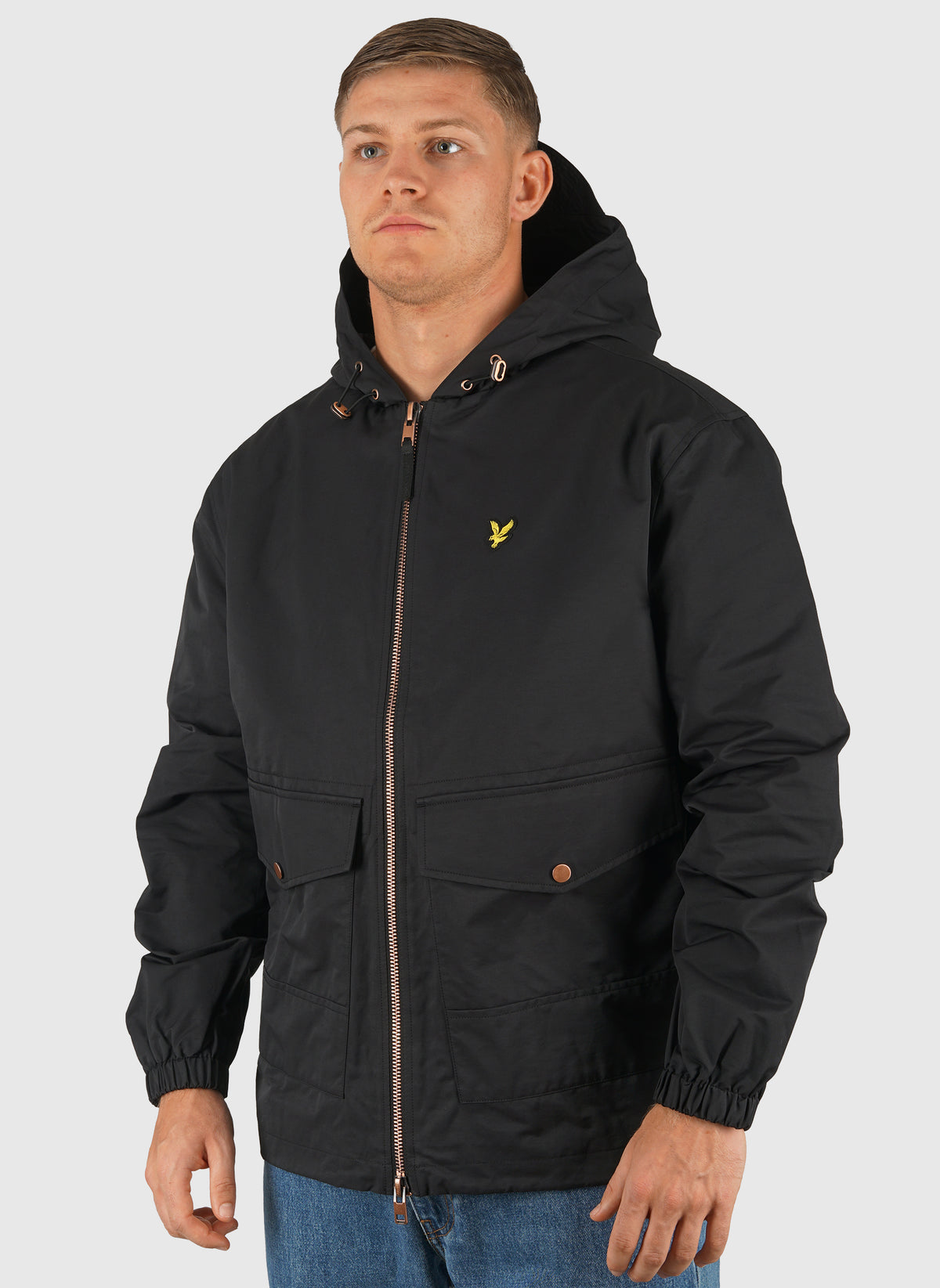 Waxed Hooded Utility Jacket - Jet Black