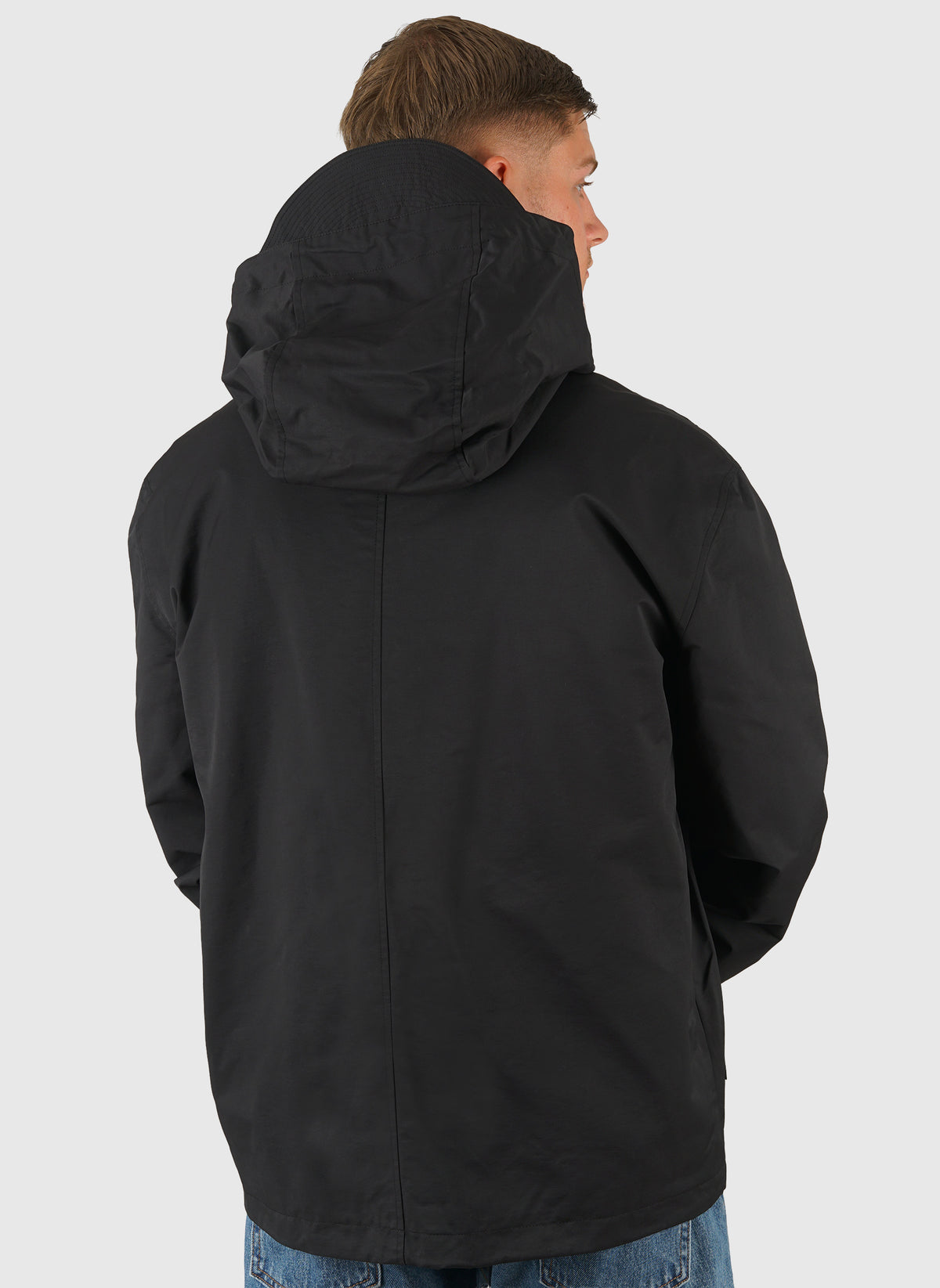 Waxed Hooded Utility Jacket - Jet Black