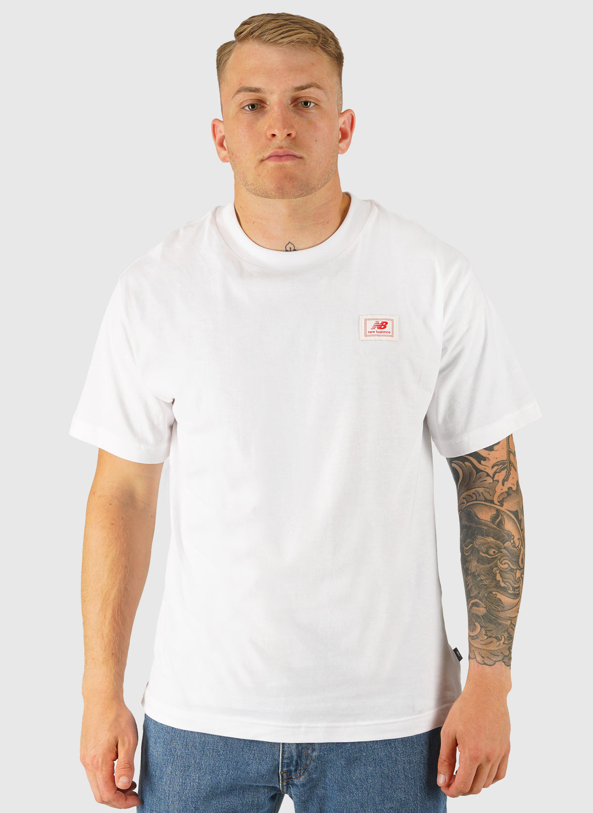 Woven Label T-Shirt - White/Red