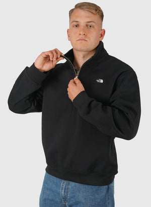Simple Dome Relaxed 1/4 Zip Sweatshirt - Black