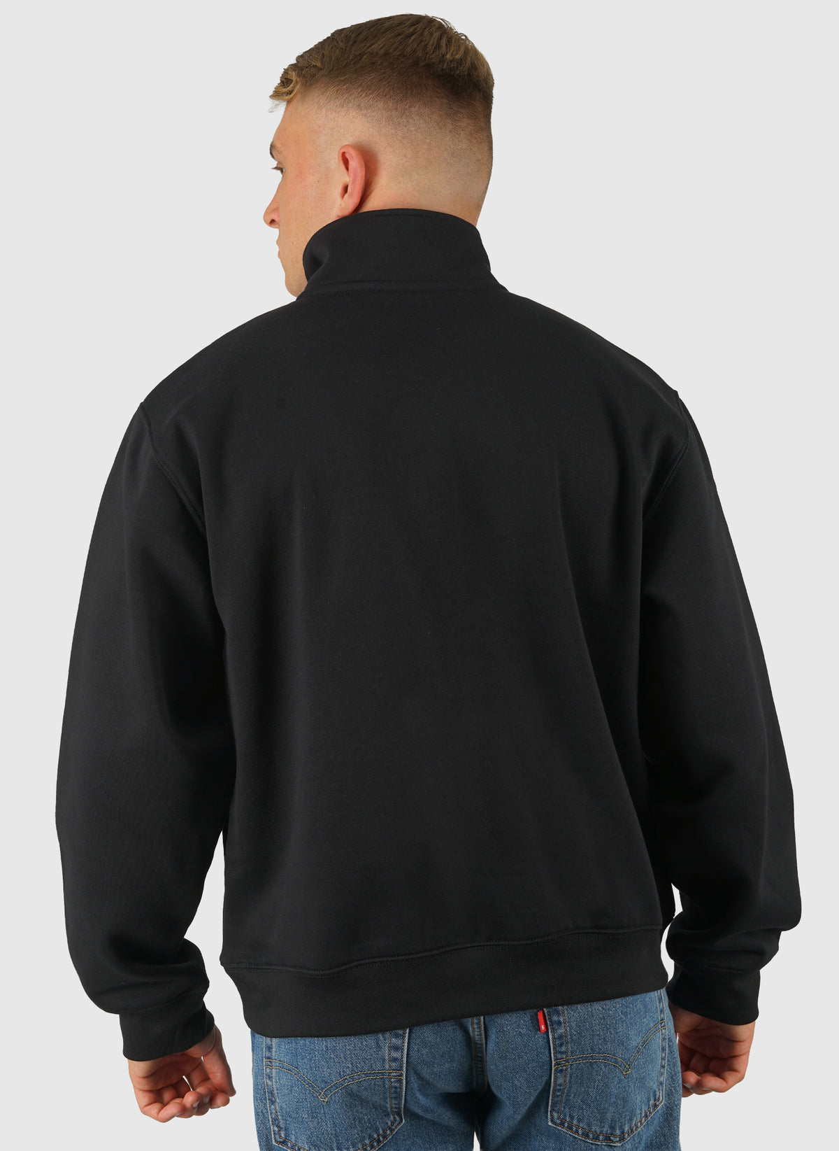 Simple Dome Relaxed 1/4 Zip Sweatshirt - Black