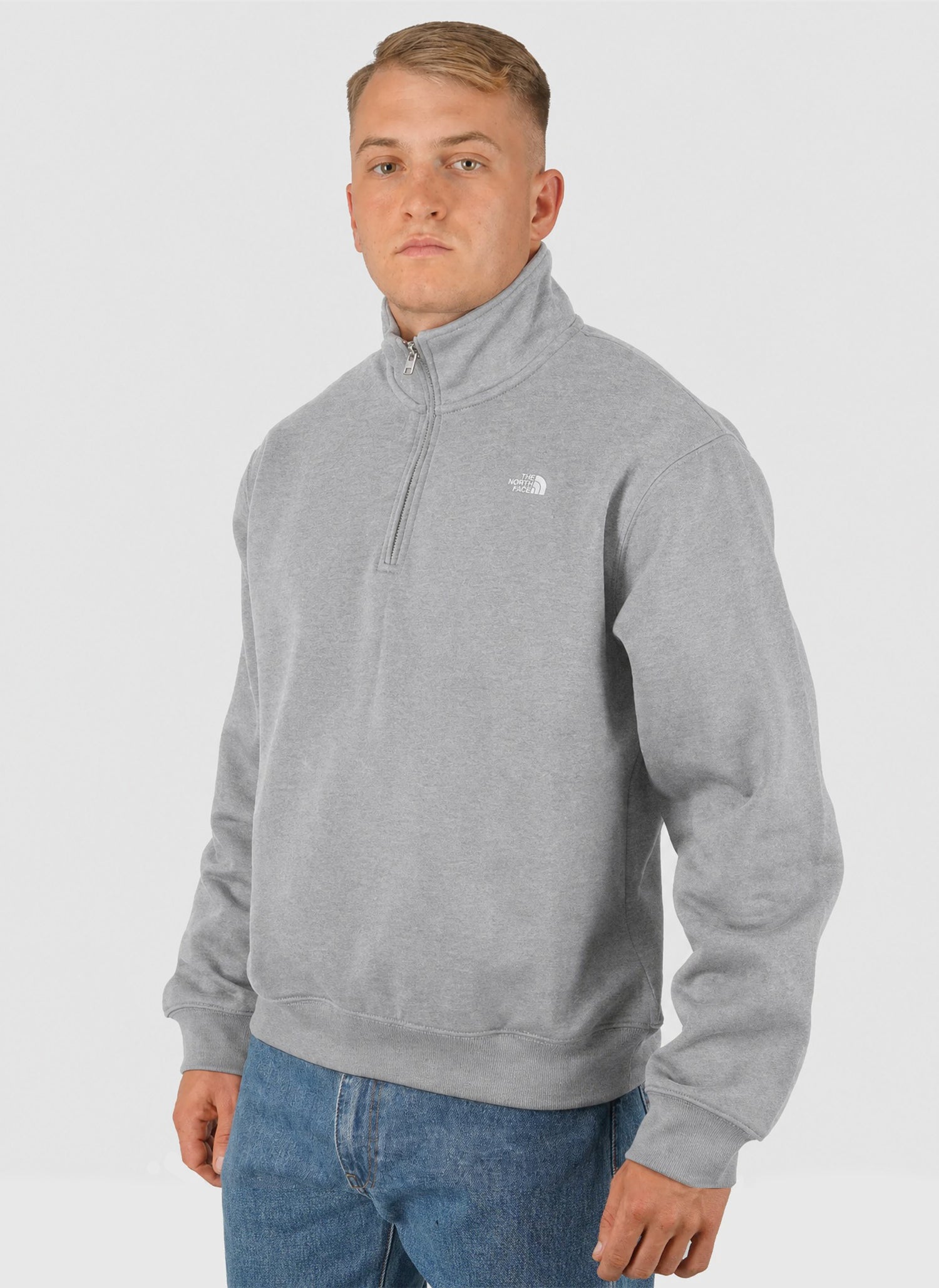 Simple Dome Relaxed 1/4 Zip Sweatshirt - Pale Grey