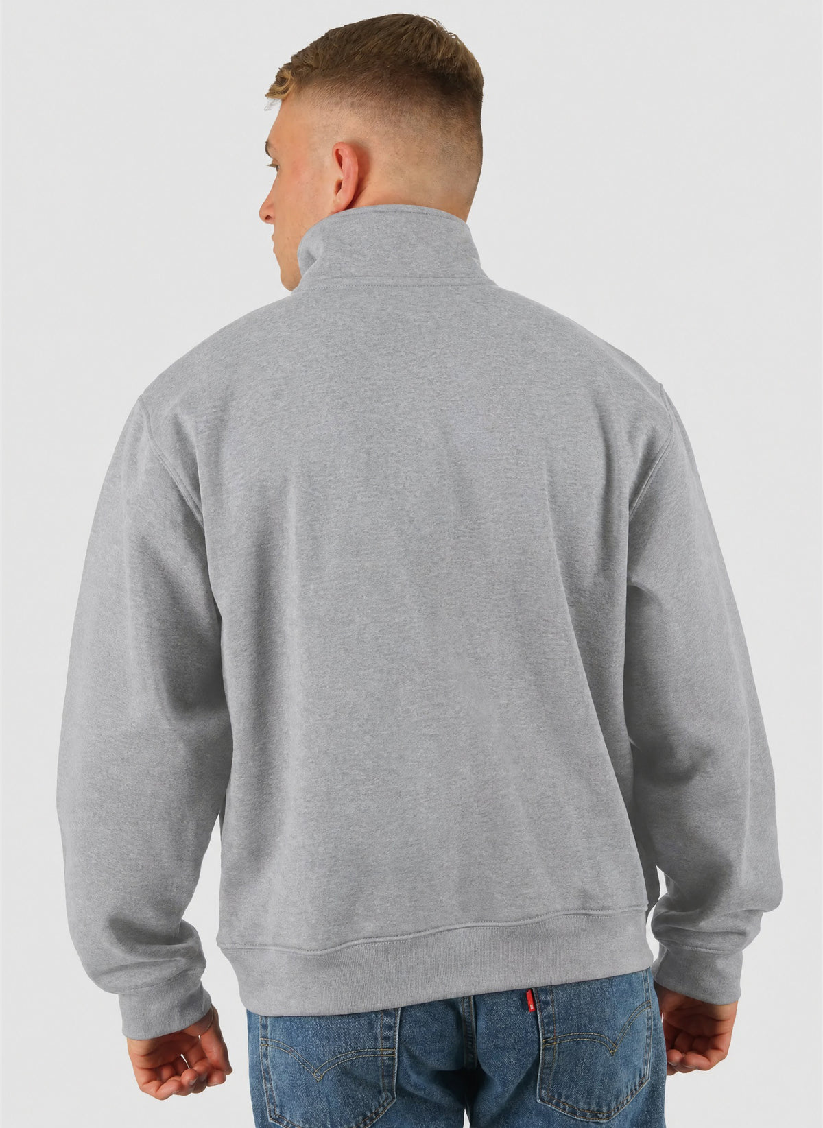 Simple Dome Relaxed 1/4 Zip Sweatshirt - Pale Grey