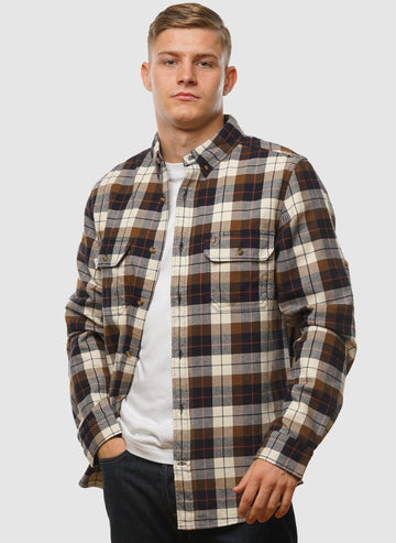 Singi Heavy Flannel Hemd - Chalk White/Dark Navy