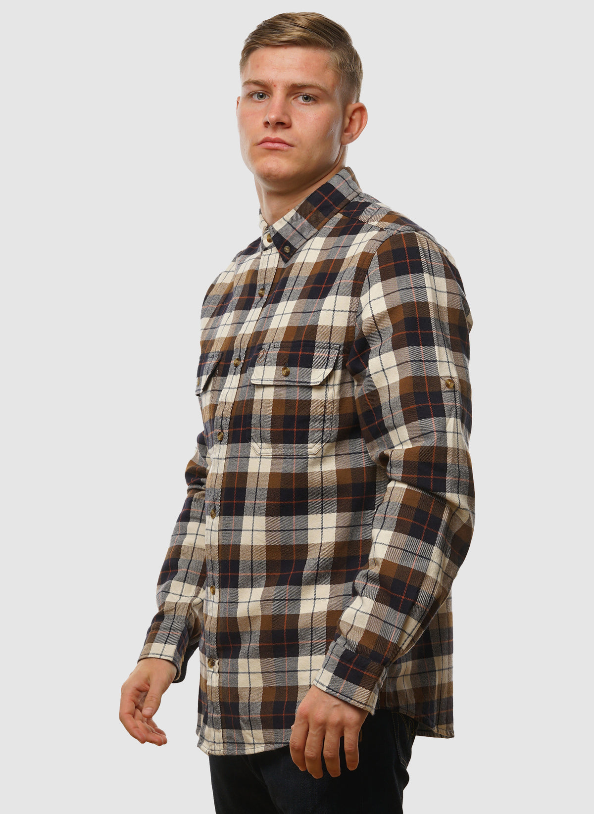 Singi Heavy Flannel Hemd - Chalk White/Dark Navy